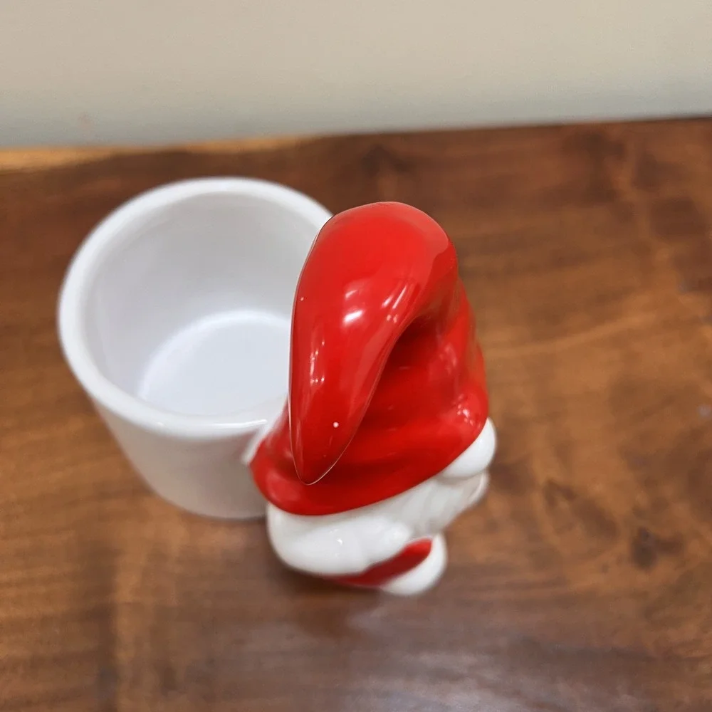 Christmas Holiday Love Heart Gnome Candy Dish Bowl Red‎ White